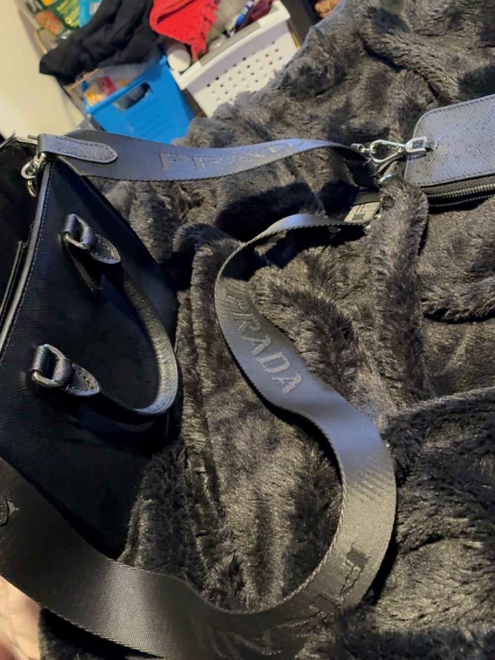 Prada Black Saffiano Leather Satchel with Logo Strap - Picture 7 of 7